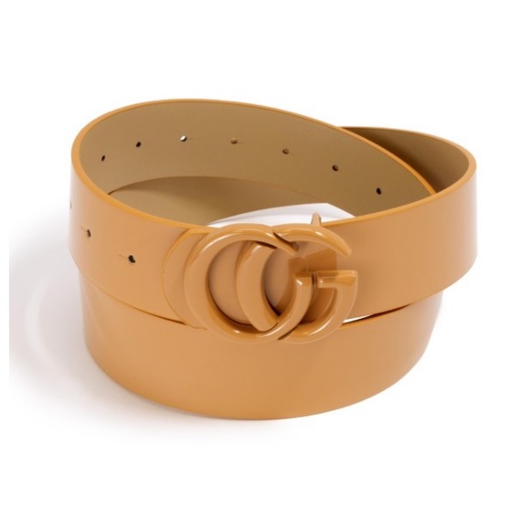 Accessories - Smooth Faux Leather Belt With Monochrome Interlock Buckle